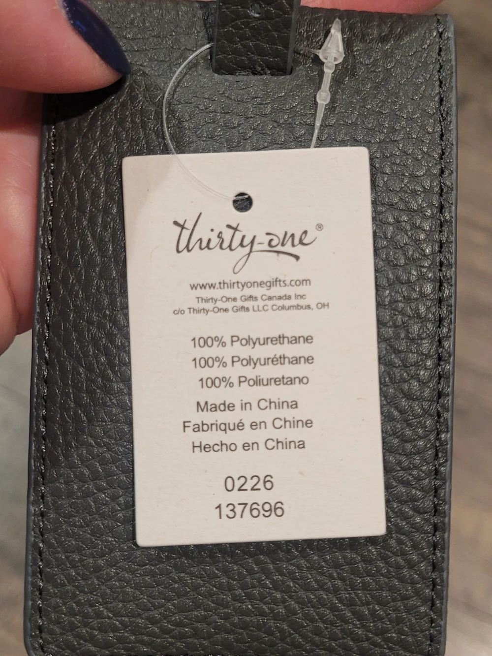 Thirty-One Dark Grey Luggage Tag